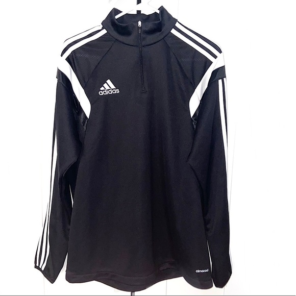 Adidas Climacool Men’s Black White Stripes 1/4 Zip Pullover Size L - Picture 1 of 8
